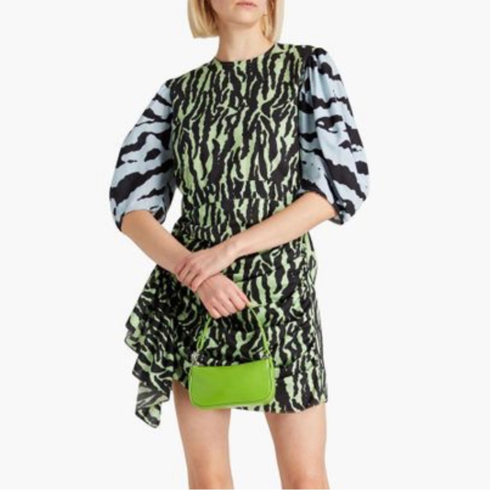 RHODE Pia Tiger Print Mini Dress Blue / Green - Size XS